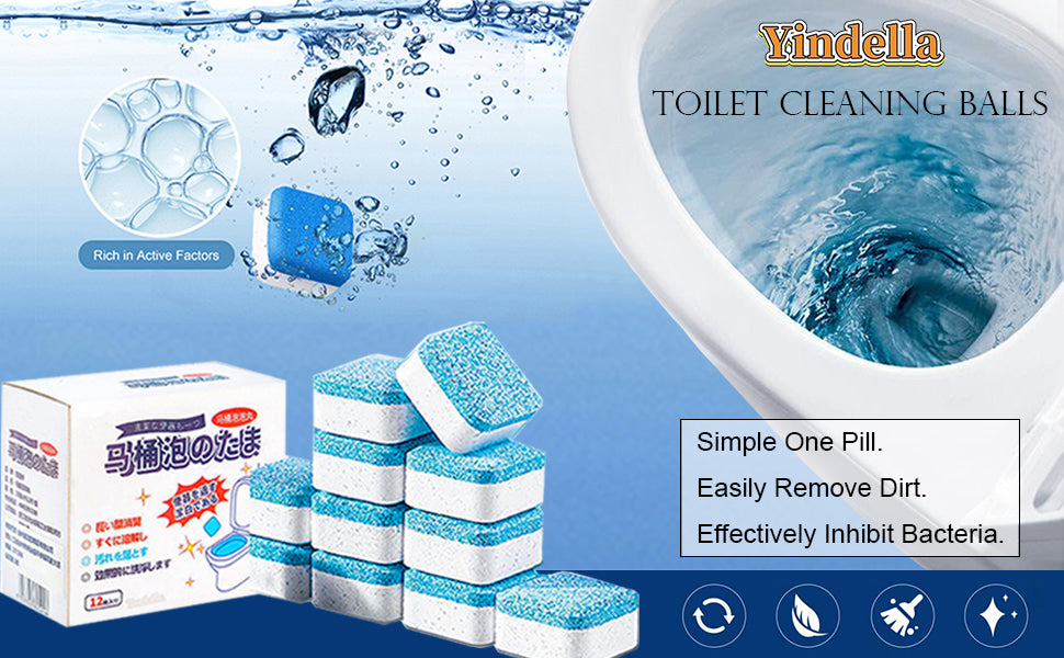 PrimePickz FreshFlush™ Toilet Bubble Cleaning Tablets | Long-Lasting Fragrance & Deep Clean Action | 12 Pieces Pack